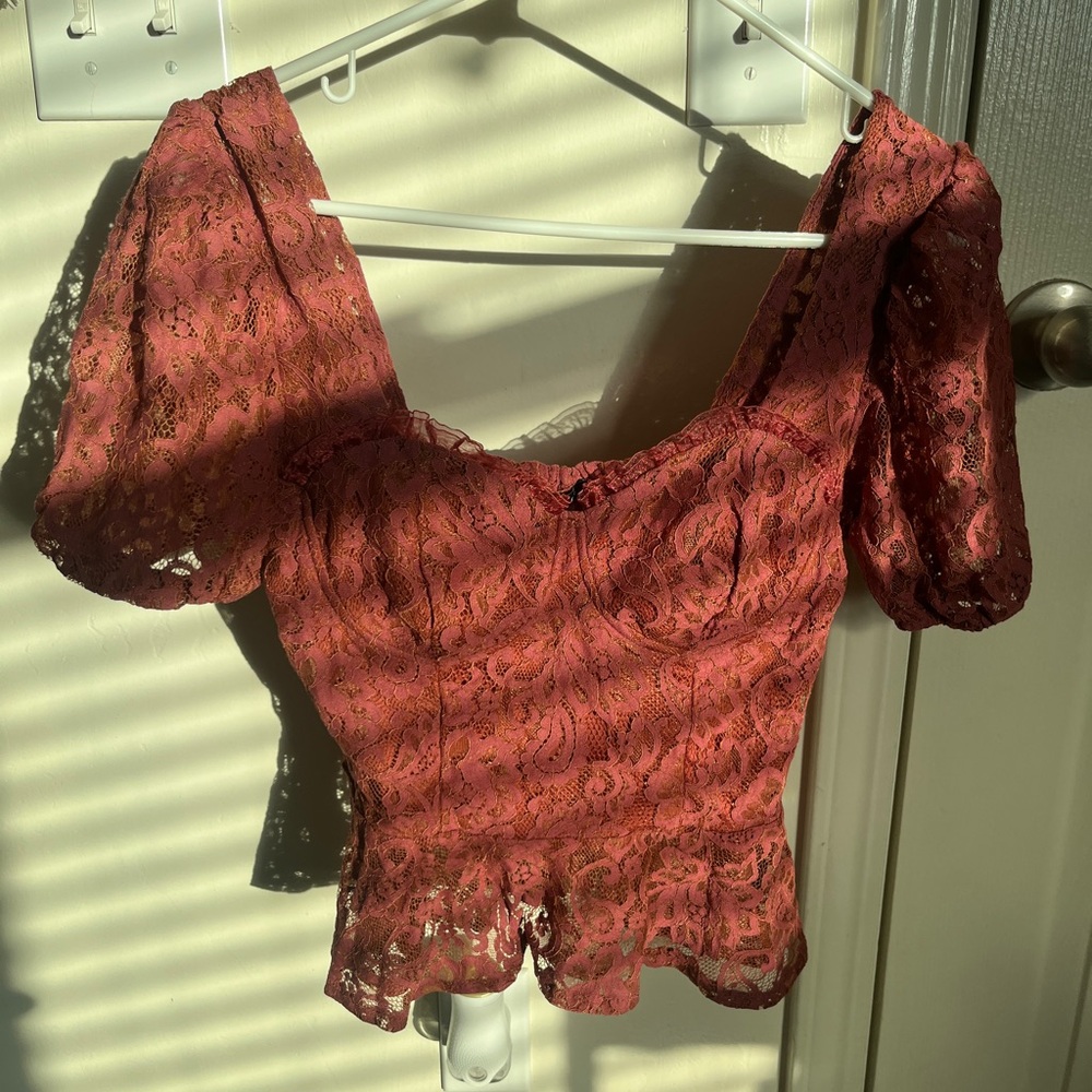 Lace Puff Sleeve Top